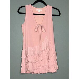 Banana Republic Silk Blouse Womens XS Scoop Neck Cascade Ruffle Sleeveless